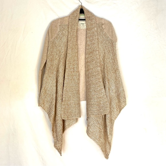 Anthropologie Sweaters - Anthropologie Saturday Sunday Cardigan Sweater Drape Front XS Cream Mixed Fabric